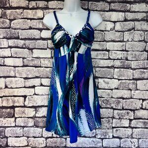 JFW Blue, Green & White Sleeveless Dress Size S